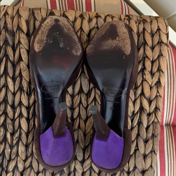 Prada Chocolate Brown Suede Peep Toe D’Orsay Pumps - Picture 11 of 11